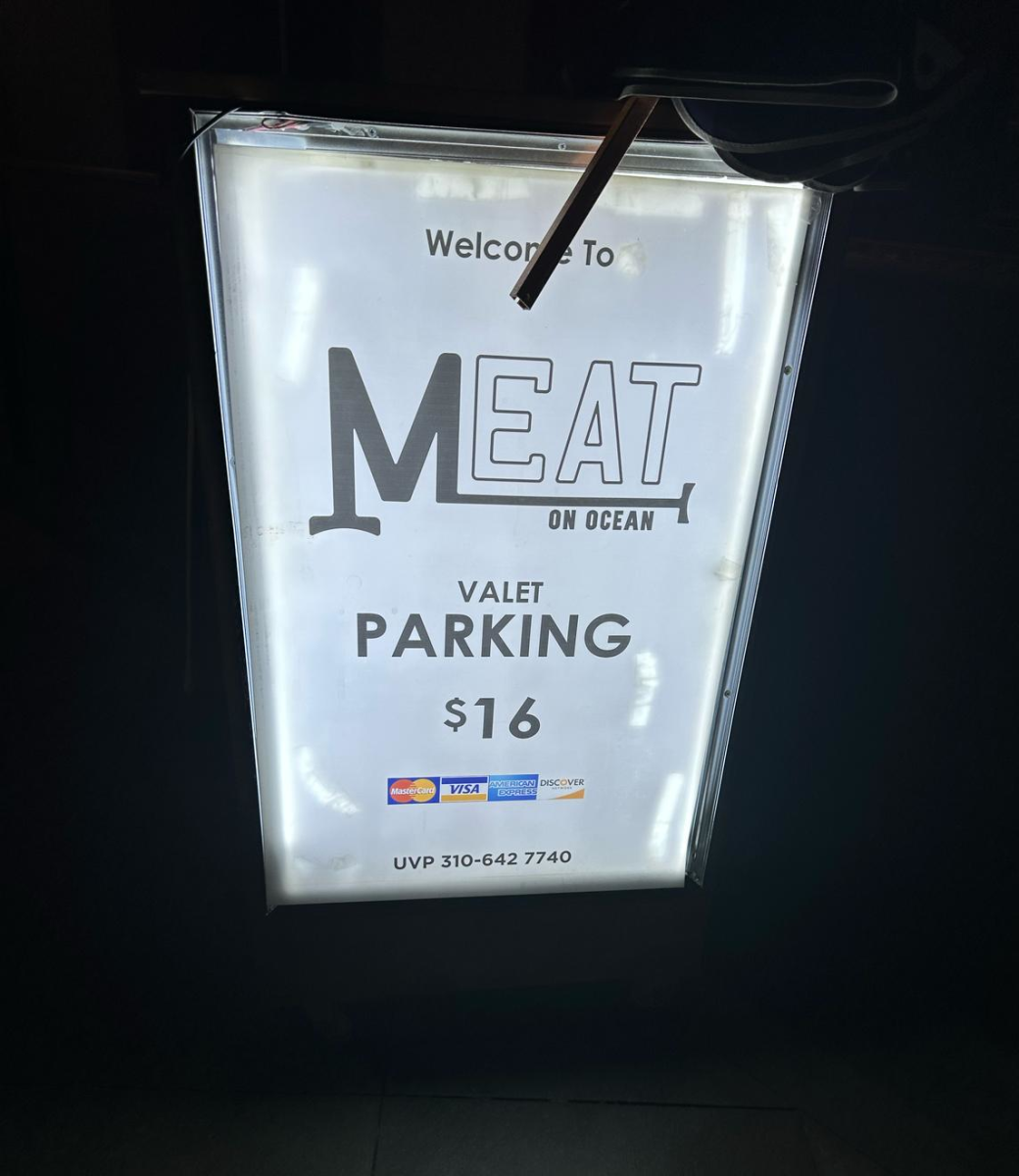Meat on Ocean Restaurant - Valet Parking sign